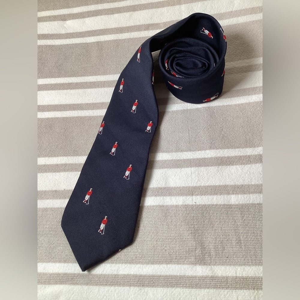 Golfer Vintage  “Between Rounds”  Neck Tie Navy Blue